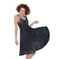 Owl At Night Print Sleeveless Knee Length Dress
