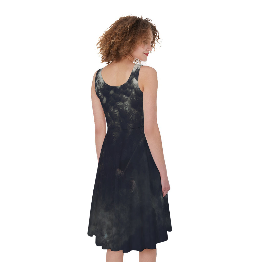 Owl At Night Print Women's Sleeveless Dress