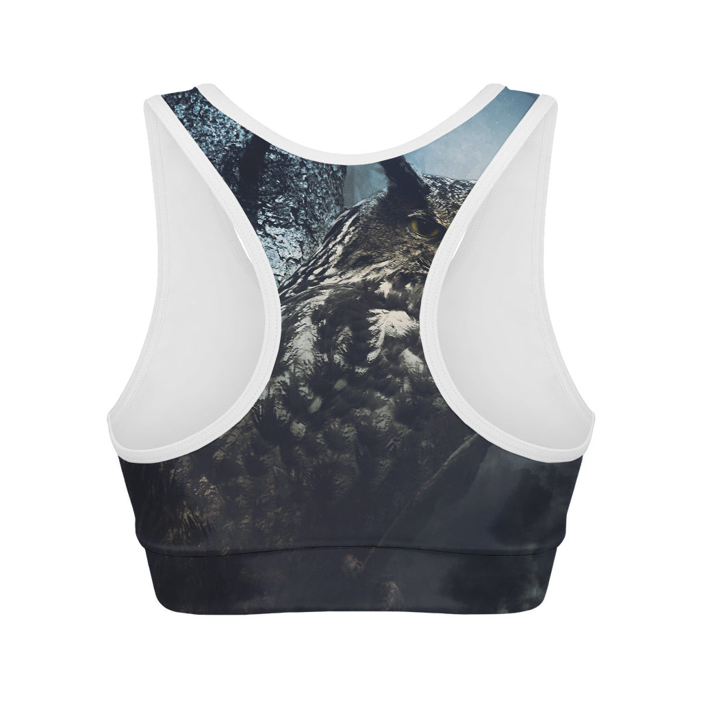 Owl At Night Print Women's Sports Bra