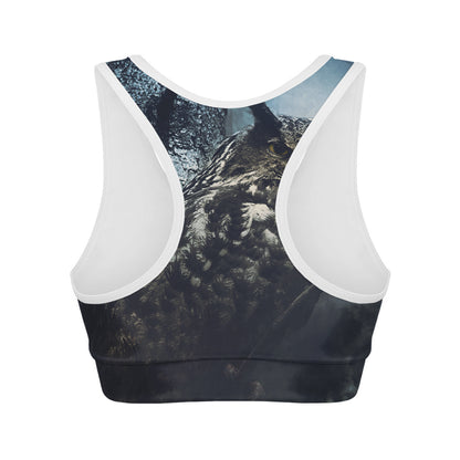 Owl At Night Print Women's Sports Bra
