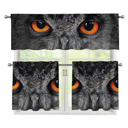 Owl Eyes Print 3 Piece Kitchen Curtains