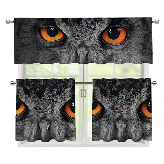 Owl Eyes Print 3 Piece Kitchen Curtains