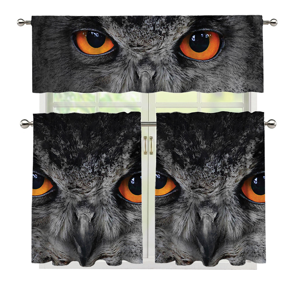 Owl Eyes Print 3 Piece Kitchen Curtains