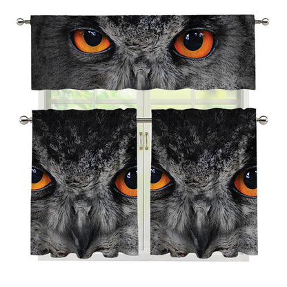 Owl Eyes Print 3 Piece Kitchen Curtains