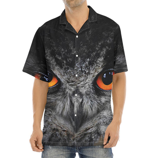 Owl Eyes Print Aloha Shirt