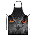 Owl Eyes Print Bib Apron With Pocket
