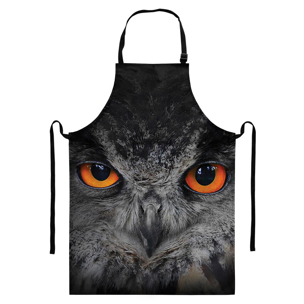 Owl Eyes Print Bib Apron With Pocket