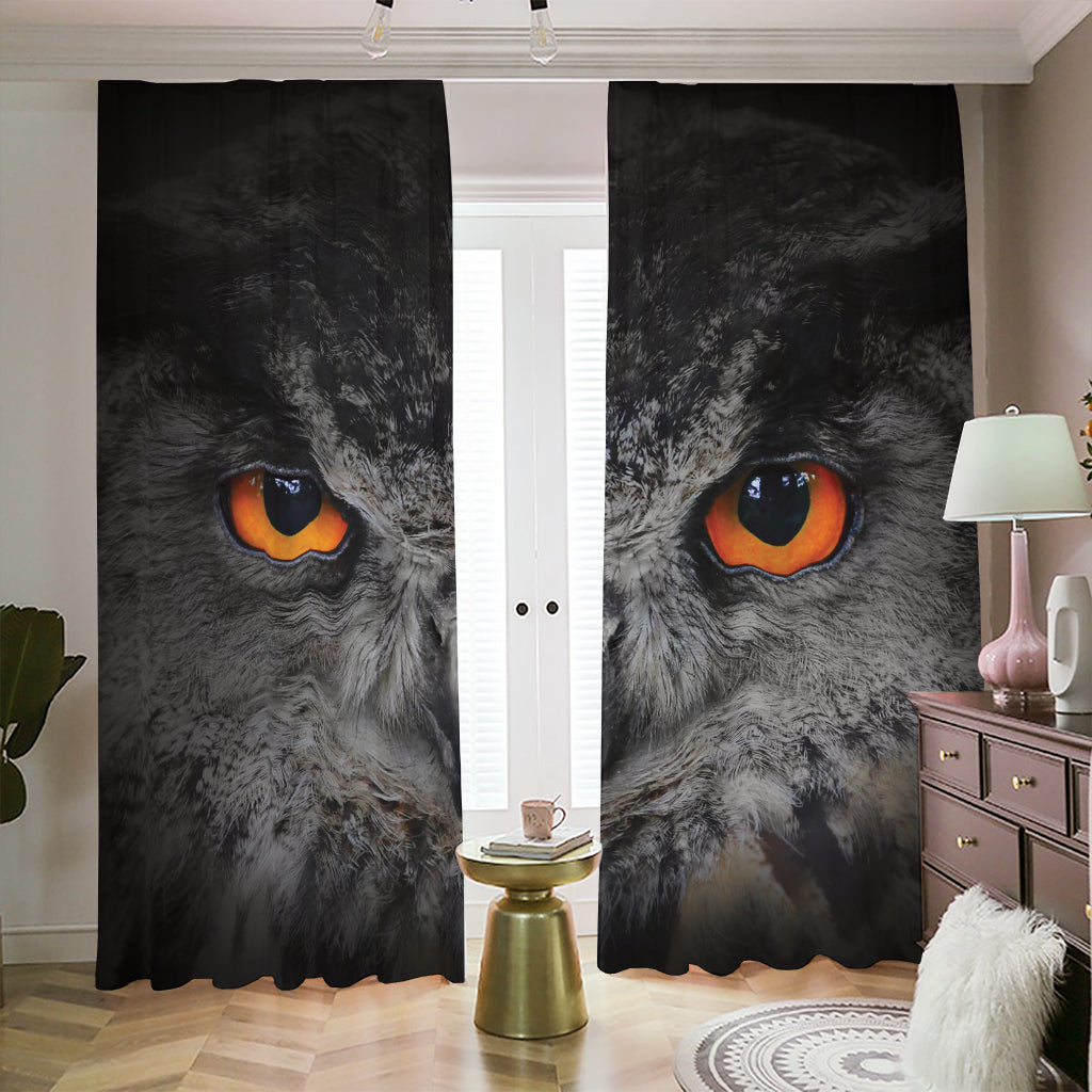 Owl Eyes Print Blackout Pencil Pleat Curtains