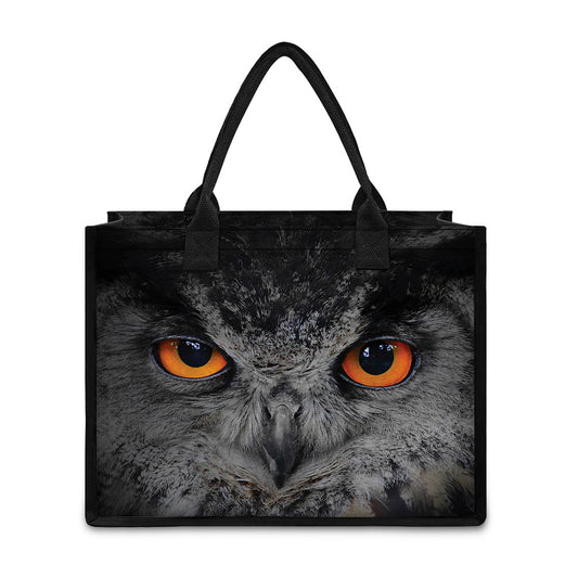 Owl Eyes Print Canvas Tote Bag