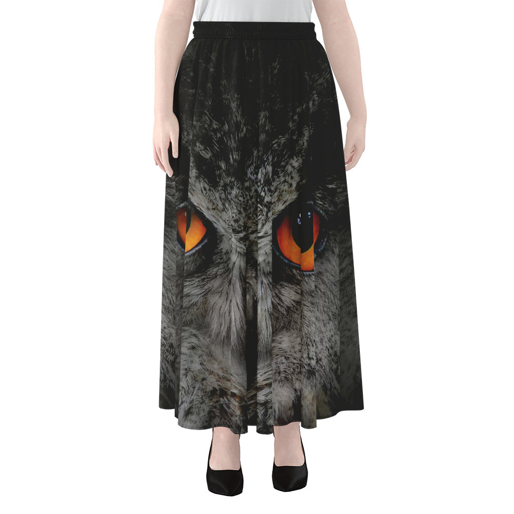 Owl Eyes Print Chiffon Maxi Skirt