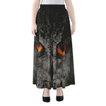 Owl Eyes Print Chiffon Maxi Skirt