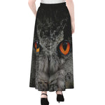 Owl Eyes Print Chiffon Maxi Skirt