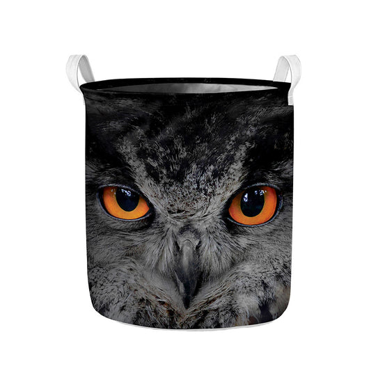 Owl Eyes Print Collapsible Laundry Basket