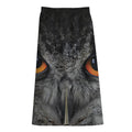 Owl Eyes Print Cotton Front Slit Maxi Skirt
