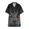 Owl Eyes Print Cotton Hawaiian Shirt