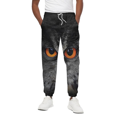 Owl Eyes Print Cotton Pants