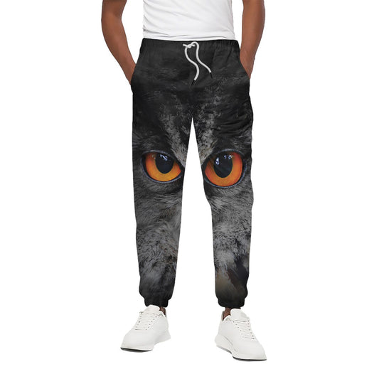 Owl Eyes Print Cotton Pants