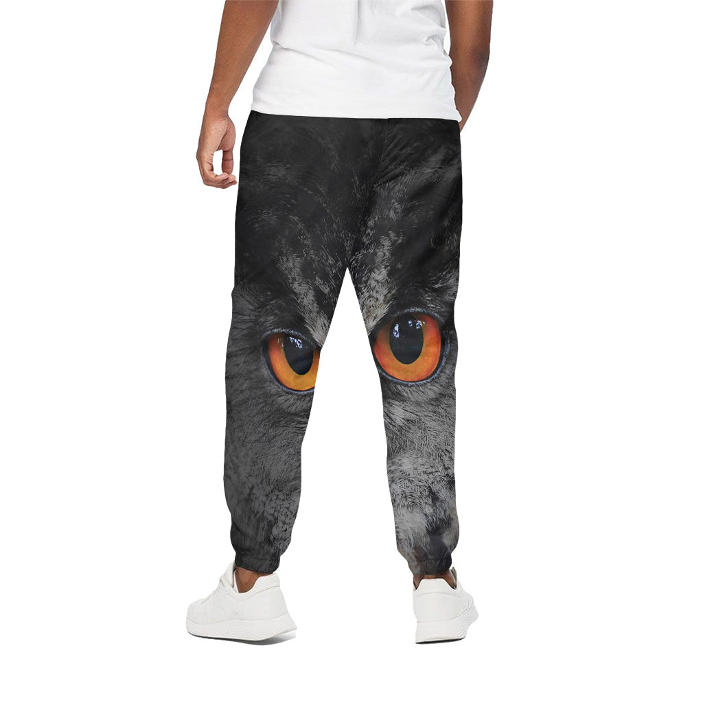 Owl Eyes Print Cotton Pants