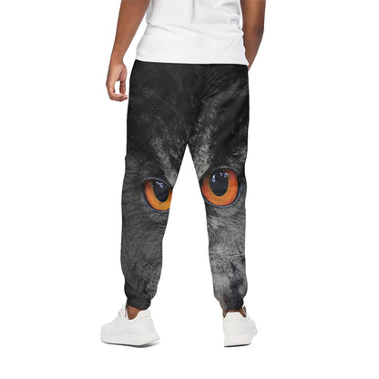 Owl Eyes Print Cotton Pants