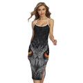 Owl Eyes Print Cross Back Cami Dress