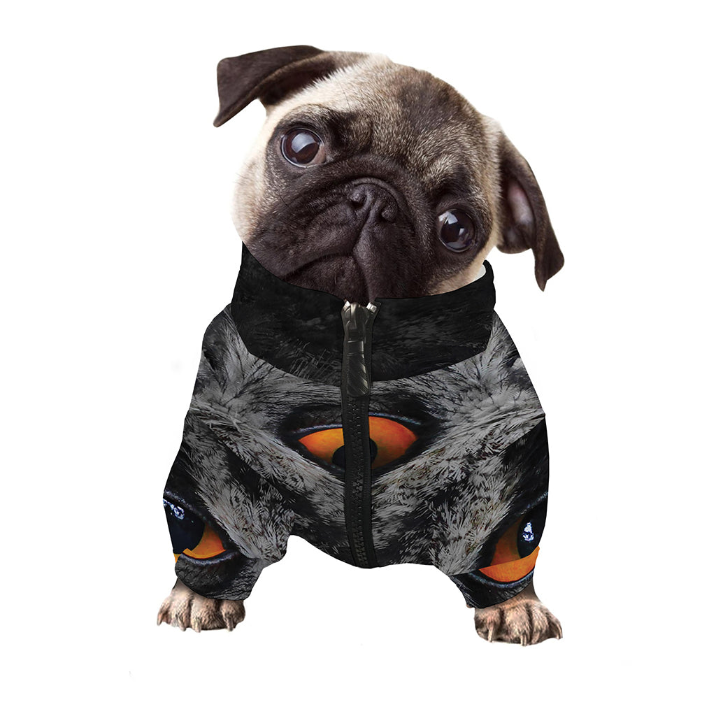 Owl Eyes Print Dog Zip Up Jacket