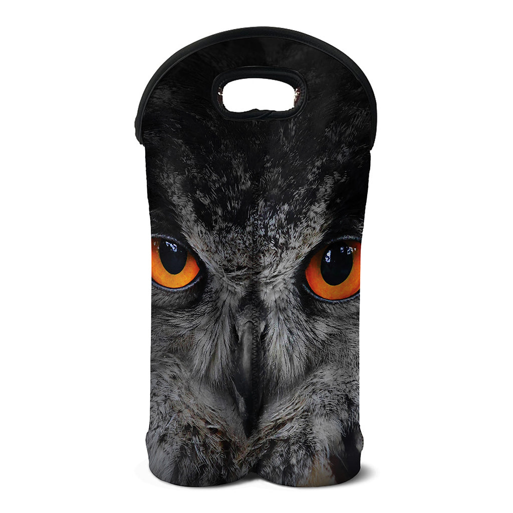 Owl Eyes Print Double Neoprene Wine Tote