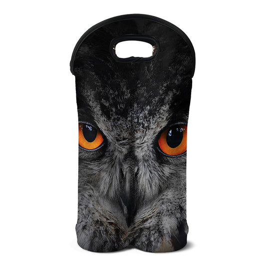 Owl Eyes Print Double Neoprene Wine Tote