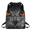 Owl Eyes Print Drawstring Backpack