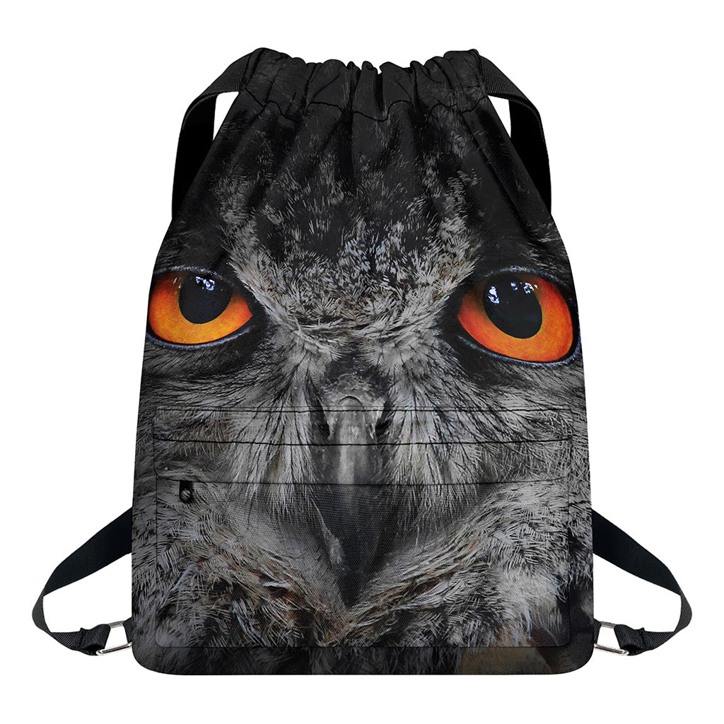 Owl Eyes Print Drawstring Backpack