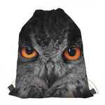 Owl Eyes Print Drawstring Bag