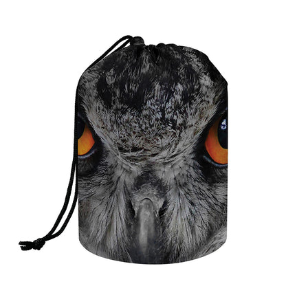 Owl Eyes Print Drawstring Makeup Bag