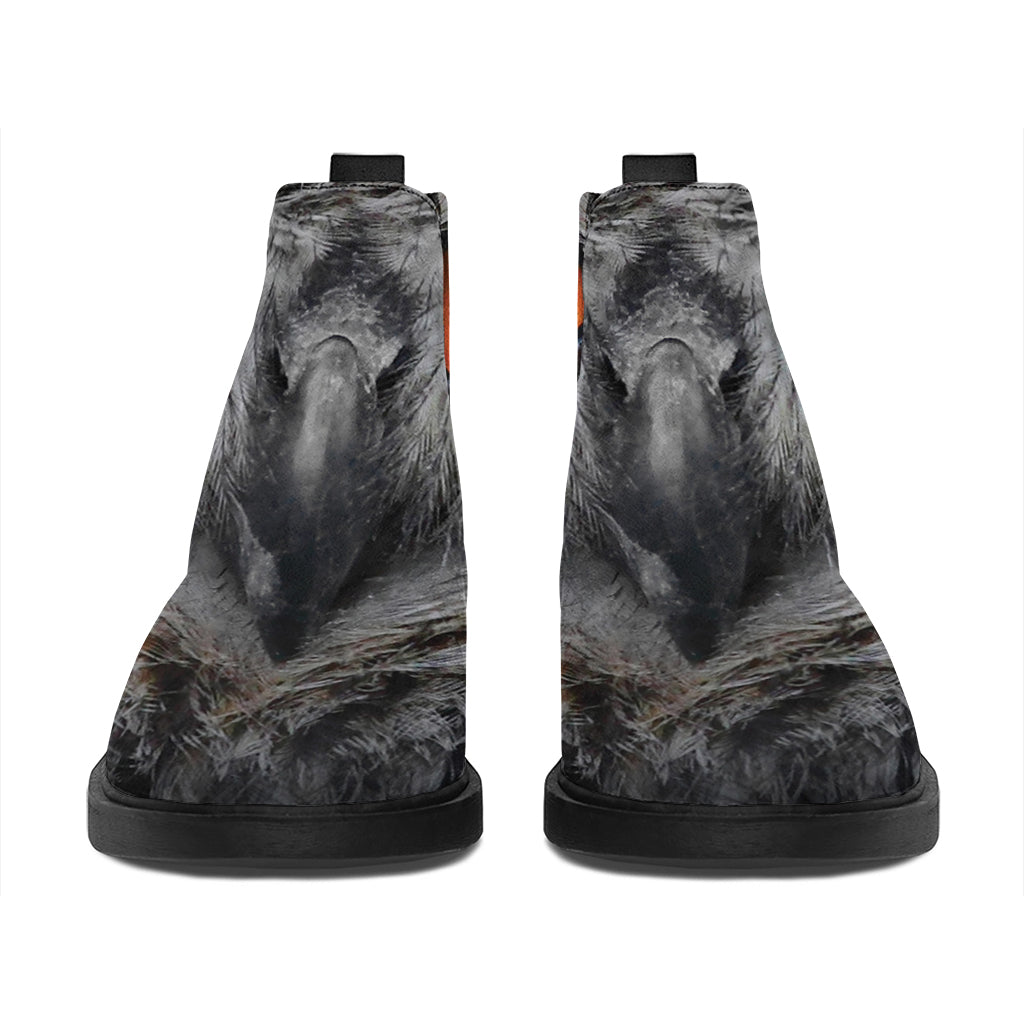 Owl Eyes Print Flat Ankle Boots