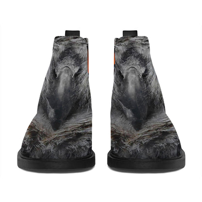 Owl Eyes Print Flat Ankle Boots