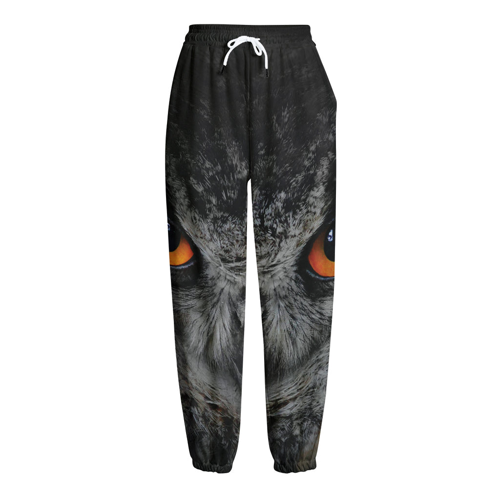 Owl Eyes Print Fleece Lined Knit Pants