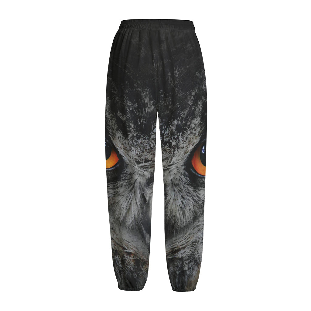 Owl Eyes Print Fleece Lined Knit Pants