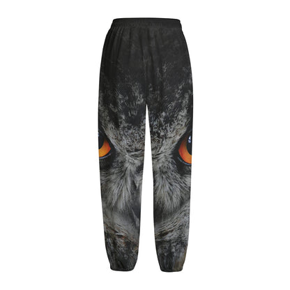 Owl Eyes Print Fleece Lined Knit Pants