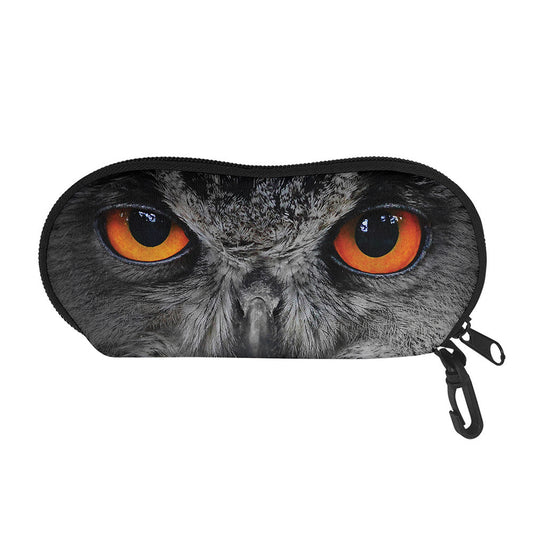 Owl Eyes Print Glasses Case