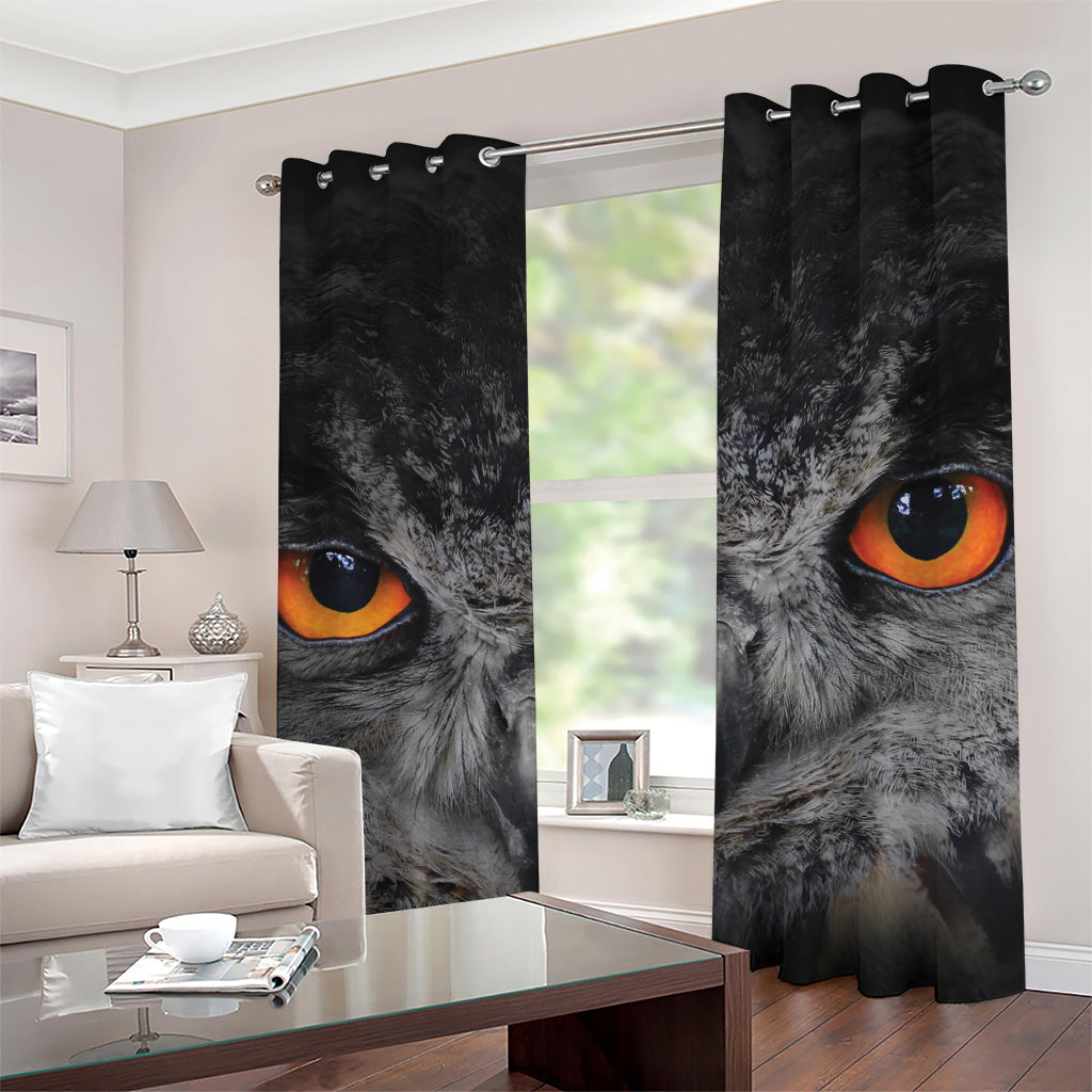 Owl Eyes Print Grommet Curtains