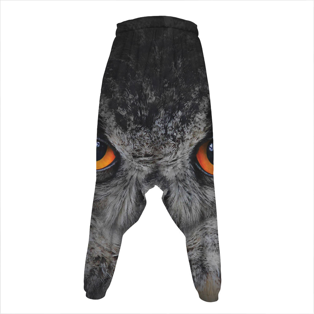 Owl Eyes Print Hammer Pants