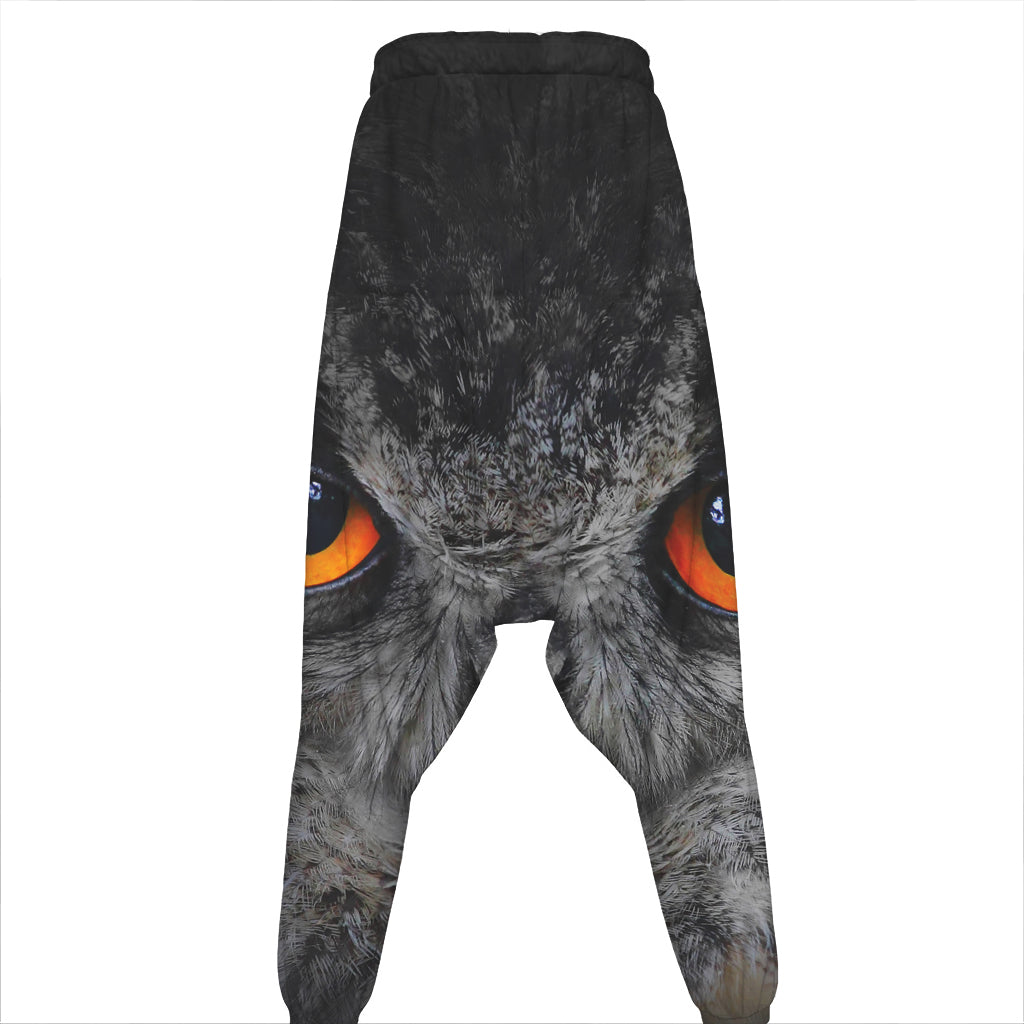 Owl Eyes Print Hammer Pants