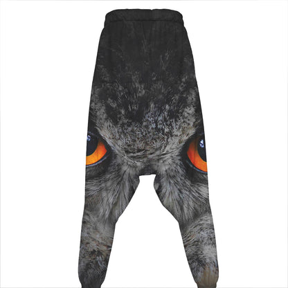 Owl Eyes Print Hammer Pants