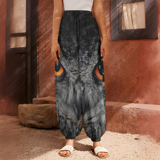 Owl Eyes Print Harem Pants