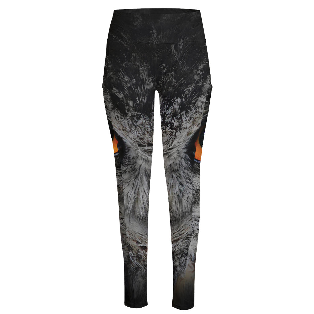 Owl Eyes Print High-Waisted Pocket Leggings