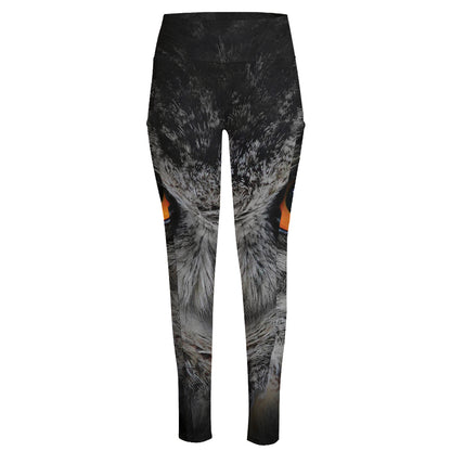 Owl Eyes Print High-Waisted Pocket Leggings