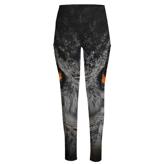 Owl Eyes Print High-Waisted Pocket Leggings