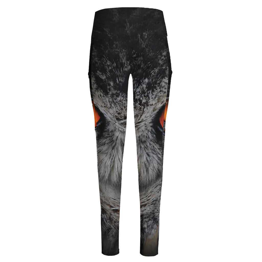 Owl Eyes Print High-Waisted Pocket Leggings