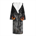 Owl Eyes Print Hooded Bathrobe