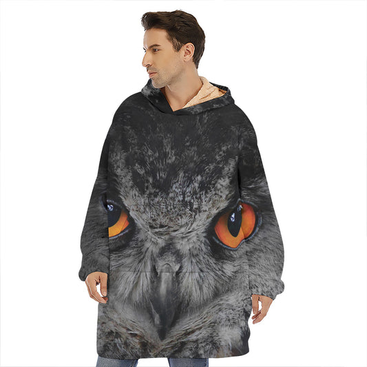 Owl Eyes Print Hoodie Blanket