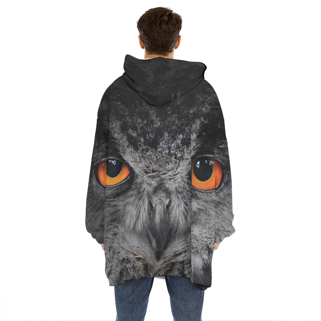 Owl Eyes Print Hoodie Blanket