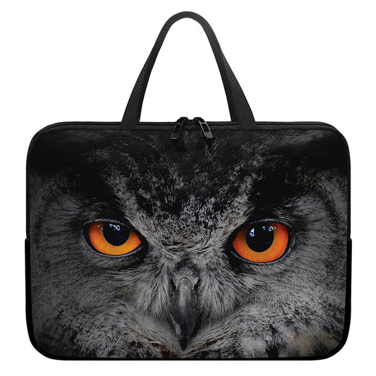 Owl Eyes Print Laptop Sleeve With Handle